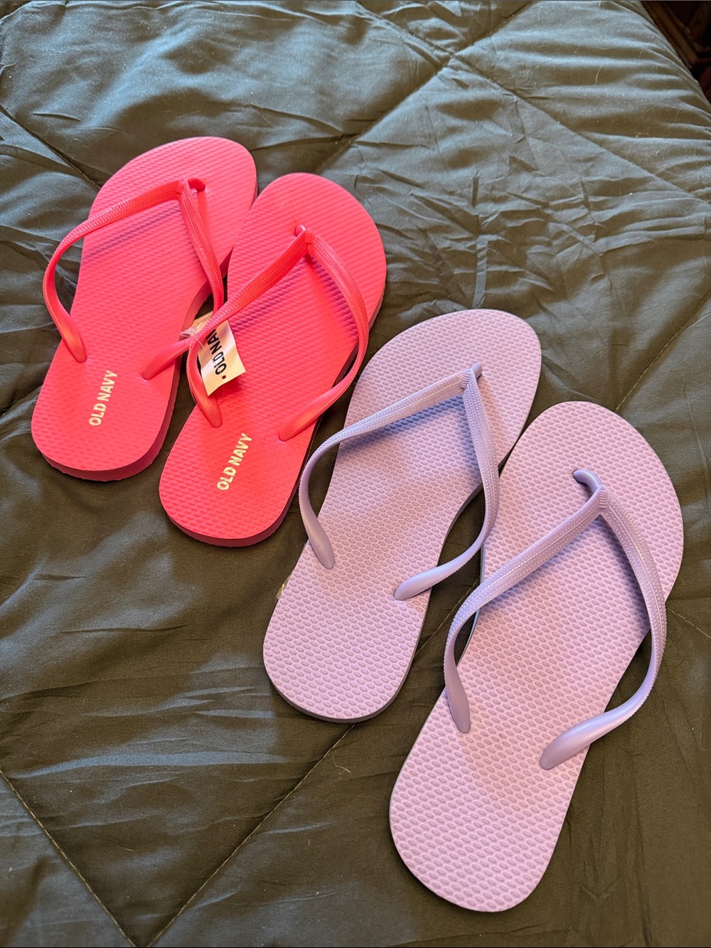 🩷 Old Navy Pink Flip Flops & Lavender Flip Flops - 2 Pairs Sz 7 NEW